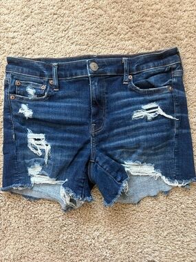 American Eagle Outfitters Dark Blue Distressed Denim Shorts